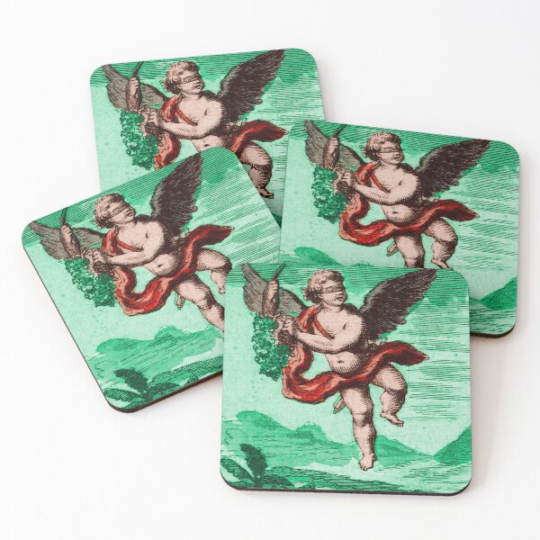 Item preview, Blindfolded Cupid l'Amour Vintage French Card in Green designed and sold by Fani*.