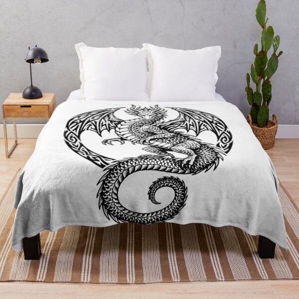Item preview, Black and White Dragon Emblem with Knotwork Frame – Scaly Dragon Circle Design designed and sold by DragonSerpent Ink.