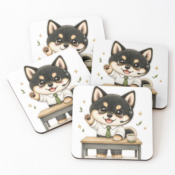 Item preview, Black and Tan Shiba Inu on a Headset Call designed and sold by Kawaii Matcha Studio.