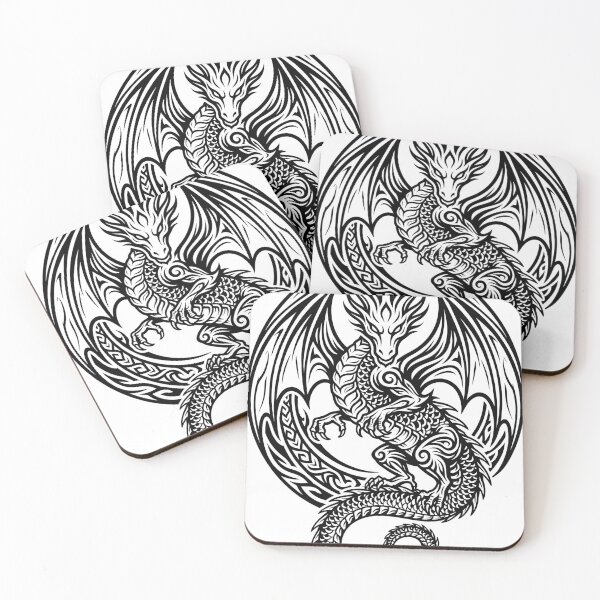 Item preview, Flame Mane Dragon in Wing Circle – Tribal Scale Dragon Roundel Design designed and sold by DragonSerpent Ink.