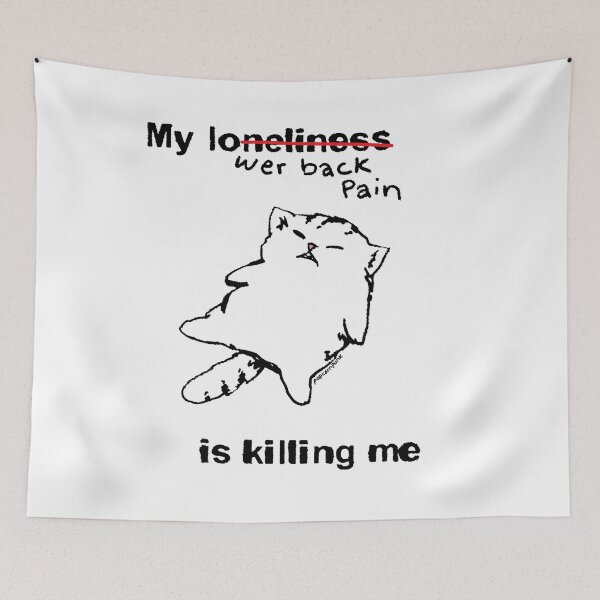Item preview, My lower back pain is killing me cat designed and sold by PopcornpunkART.