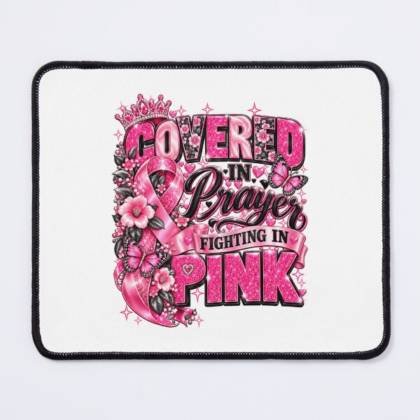Item preview, Covered In Prayer Fighting In Pink Crown Breast Cancer Awareness designed and sold by GitSticker.