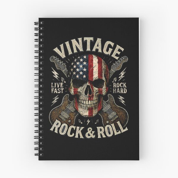 Item preview, Vintage Rock Skull American Flag Guitar Retro Rock And Roll designed and sold by snailslowdance.
