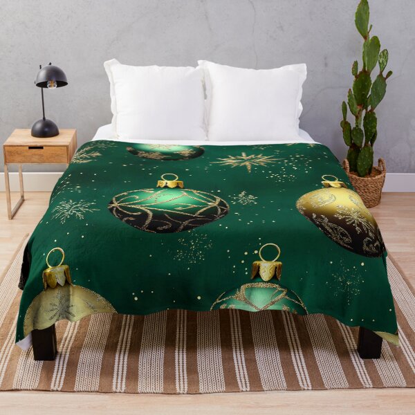 Item preview, Christmas Golden Ornaments And Stars On Holiday Green designed and sold by DEC02.
