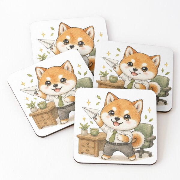 Item preview, Red Shiba Inu Sending a Paper Airplane designed and sold by Kawaii Matcha Studio.