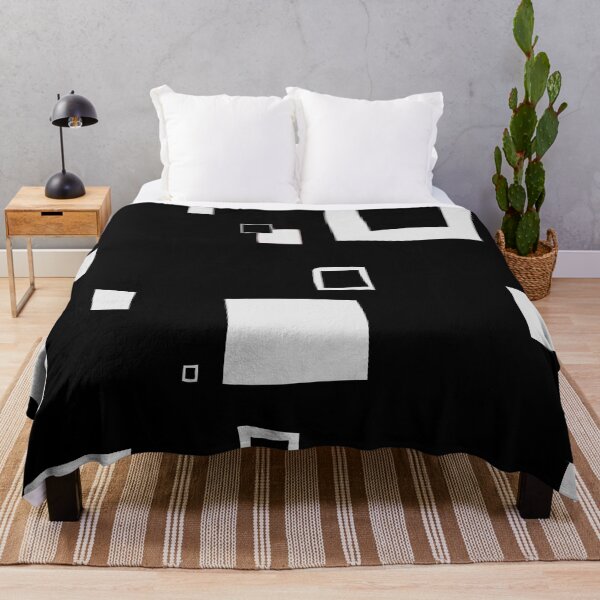 Item preview, White Hand-Drawn Squares on Black — Abstract Geometric Wall Art Pattern designed and sold by dfly-creations.