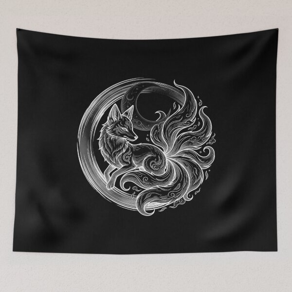 Item preview, Minimalist Japanese Kitsune Fox Crest - Aesthetic Zen Line Art designed and sold by Hikariha Studio.