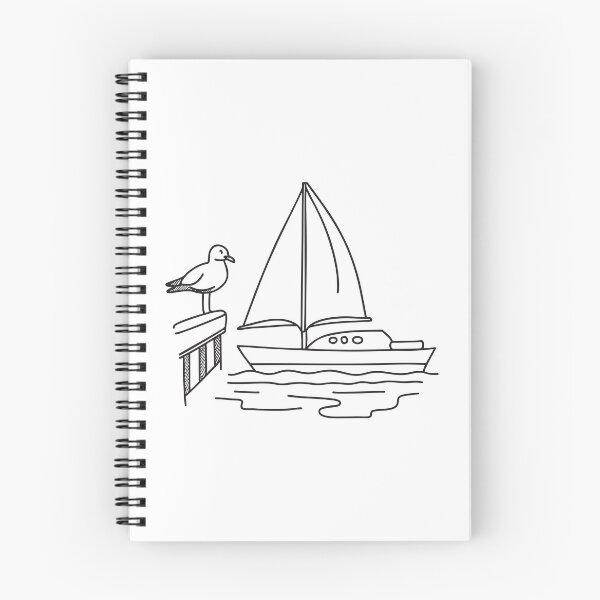 Item preview, A yacht near a seagull perched on a railing designed and sold by rasagamastore.