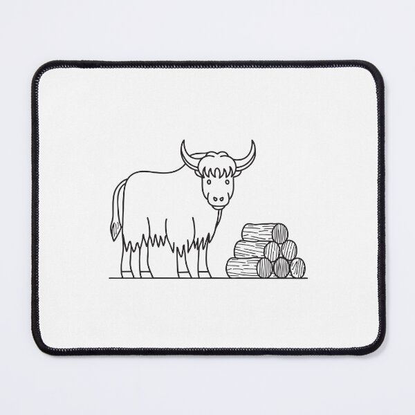 Item preview, A yak close to a pile of firewood stacked neatly designed and sold by rasagamastore.