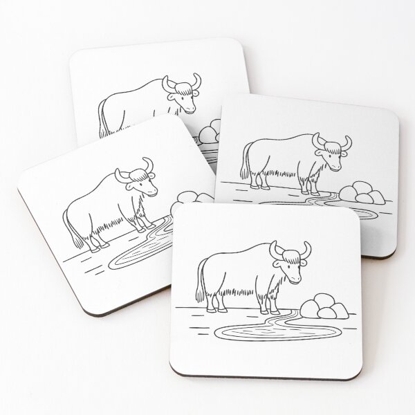 Item preview, A yak close to a stream flowing through rocky terrain designed and sold by rasagamastore.