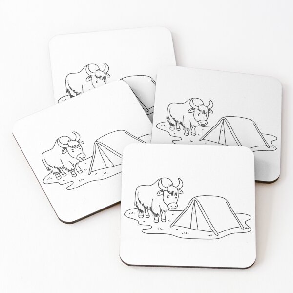 Item preview, A yak near a tent pitched on a grassy hillside designed and sold by rasagamastore.