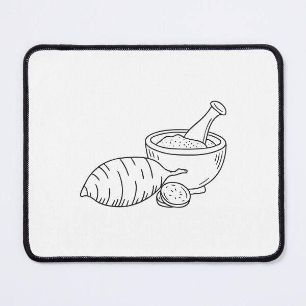 Item preview, A yam near a mortar and pestle with ground spices designed and sold by rasagamastore.