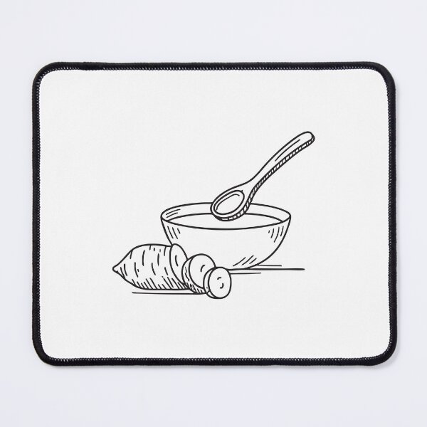 Item preview, A yam near a wooden spoon lying across a bowl designed and sold by rasagamastore.