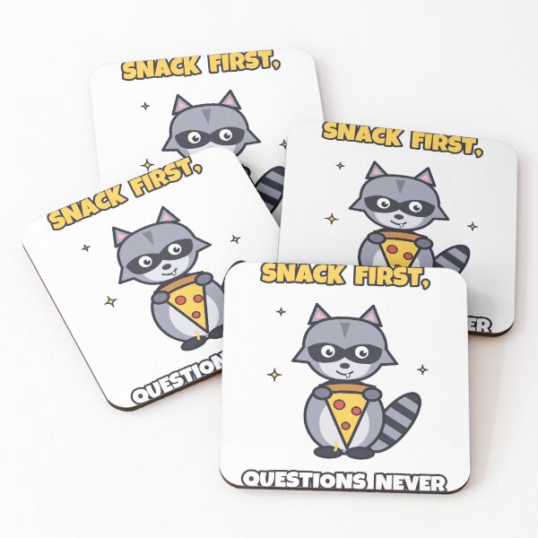 Item preview, Snack First Questions Never Funny Raccoon Pizza designed and sold by Baptiste66.