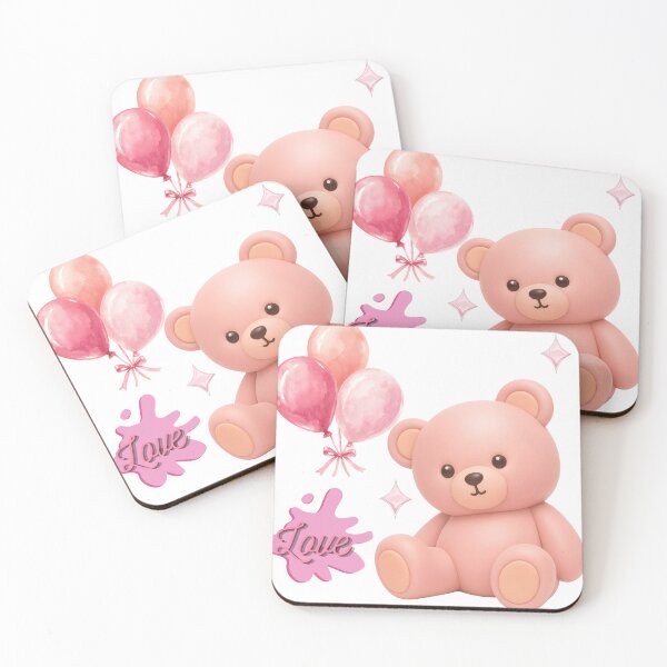 Item preview, Cute Pink Teddy Bear with Balloons and Sparkles Love designed and sold by Shakira & Sahir Press Alliance.