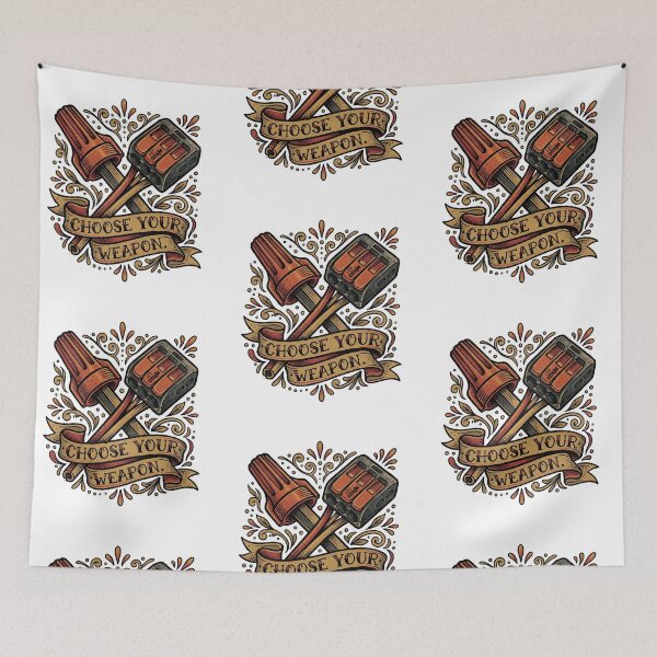 Item preview, Choose Your Weapon Wago vs Wire Nut – Electrician Connector Debate Vintage Tattoo Flash Trades Art designed and sold by Luminari Creations.
