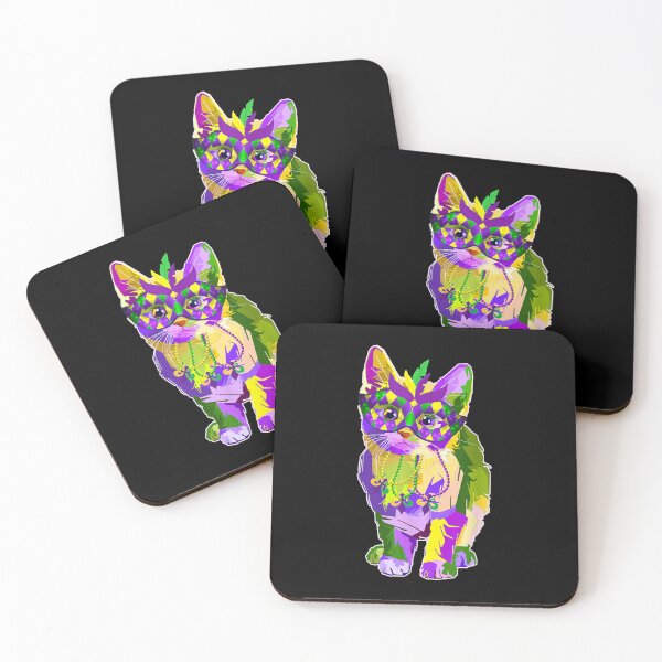 Item preview, Mardi Gras Cat With Mask And Beads designed and sold by Laddyndust.