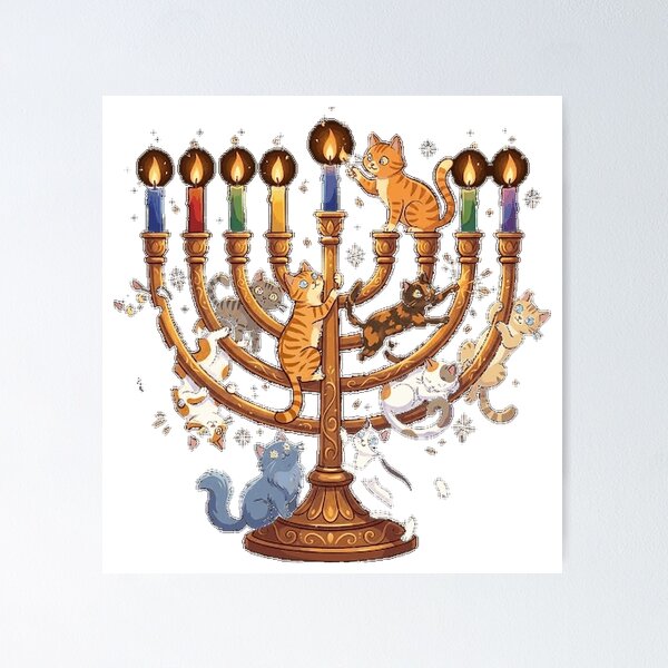 Item preview, Hanukkah Cats Menorah Classic T-Shirt_49f0a0f153 designed and sold by YOUUKNOW.
