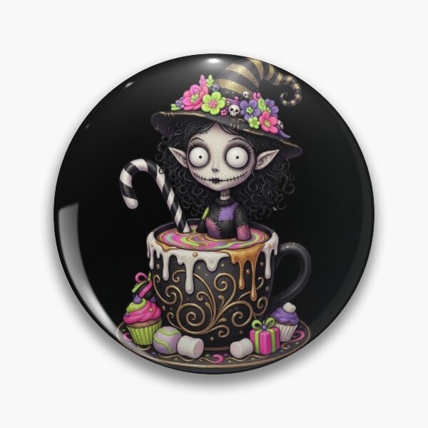 Item preview, Teacup Witch - Spooky Cute Candy Cane Witchy Brew designed and sold by MysticalSister.