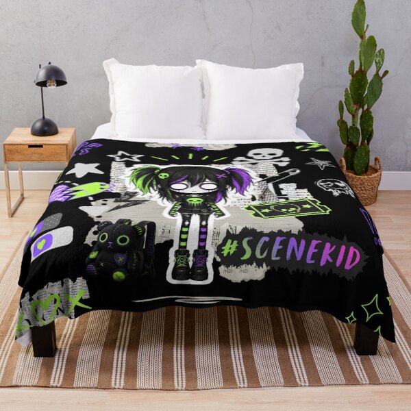 Item preview, Y2K Scenecore Aesthetic #SCENEKID Sticker Bomb Cyber Emo Art Print designed and sold by Side By Side Studio.