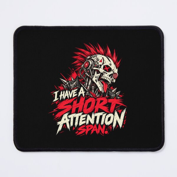 Item preview, Punk Robot Skull – I Have a Short Attention Span designed and sold by goldzilla.studio.