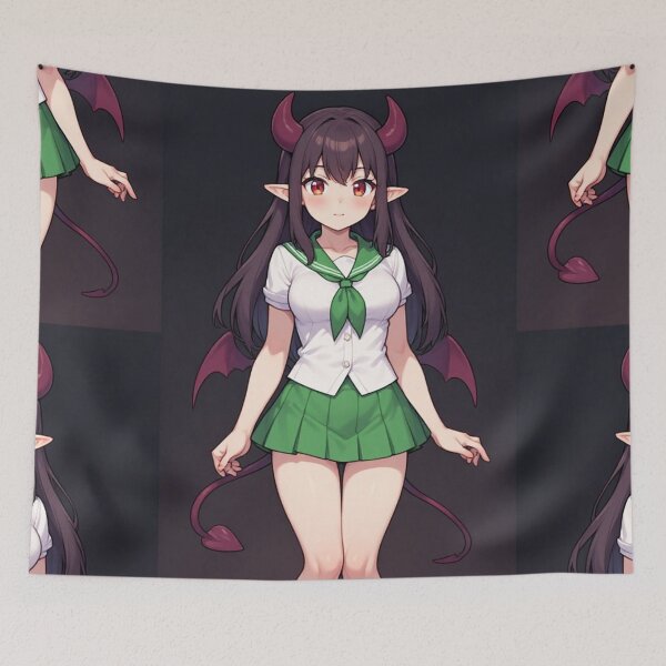 Item preview, Cute anime demon girl - Dark Background designed and sold by ArtsJulian.