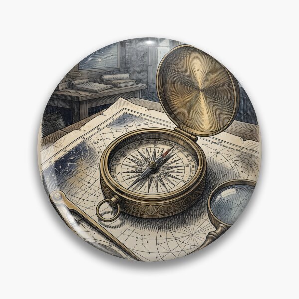 Item preview, Antique Brass Celestial Compass Chart - Vintage Astronomy Notebook designed and sold by MissoStudio.