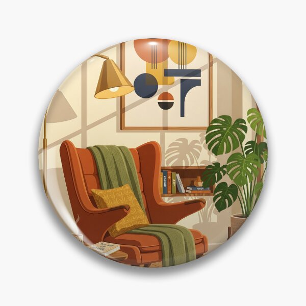 Item preview, Mid Century Modern Reading Lounge - Retro Aesthetic Bauhaus Print designed and sold by MissoStudio.