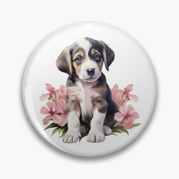 Item preview, Pink Lily Puppy | Elegant Floral Aesthetic Art designed and sold by Mandayartstudio.