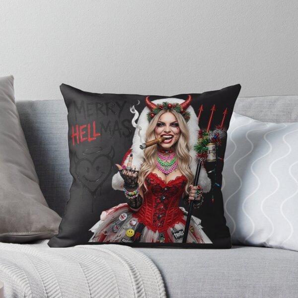 Item preview, Merry Hellmas Devil Horns Pitchfork Girl designed and sold by Voodoo Store Paranormal Collections.