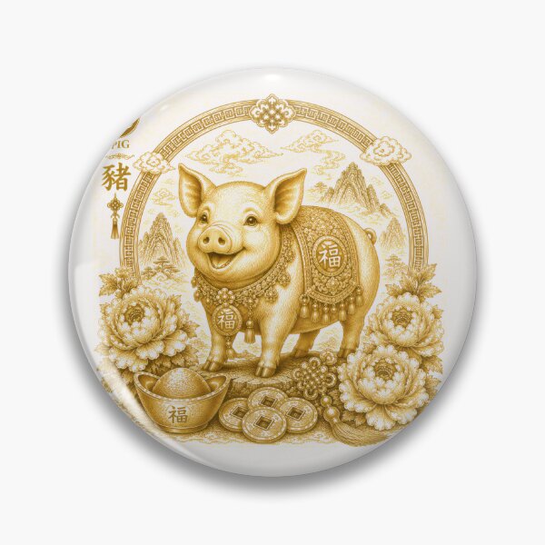 Item preview, Year of the Pig Chinese Zodiac Gold Art Luxury Asian Zodiac designed and sold by Soluna Studio.