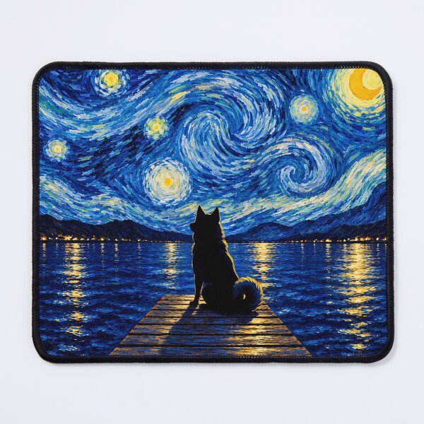 Item preview, Funny Finnish Spitz Starry Night Painting Bridge Star Mom Dad Kids designed and sold by FurryHavenPH.