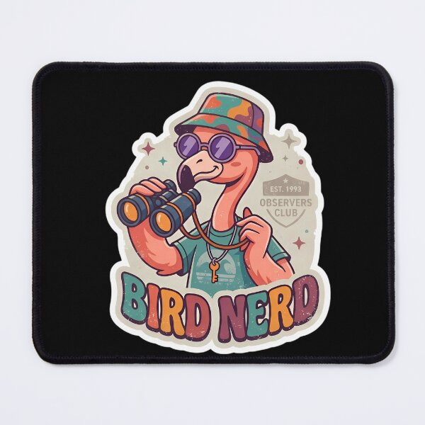 Item preview, Retro 90s Vintage Flamingo Bird Nerd Sticker – Groovy Birdwatcher Vector Badge designed and sold by For Glory.