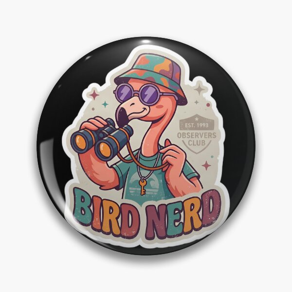 Item preview, Retro 90s Vintage Flamingo Bird Nerd Sticker – Groovy Birdwatcher Vector Badge designed and sold by For Glory.