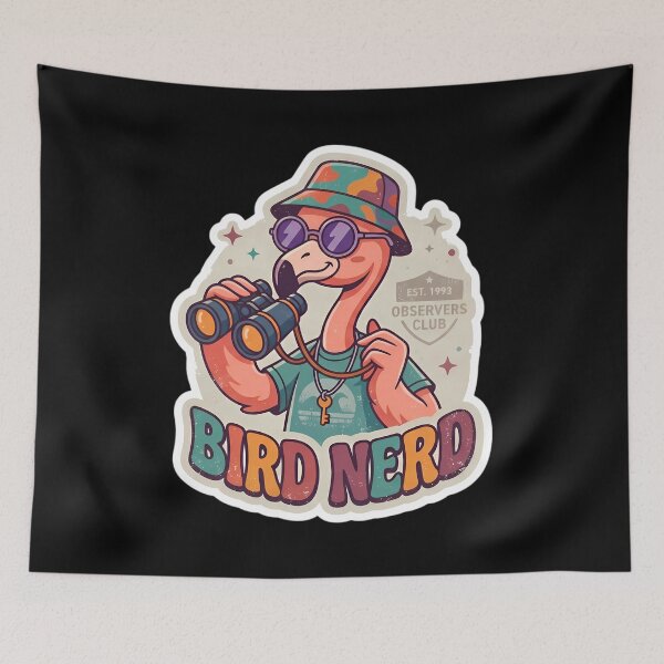 Item preview, Retro 90s Vintage Flamingo Bird Nerd Sticker – Groovy Birdwatcher Vector Badge designed and sold by For Glory.
