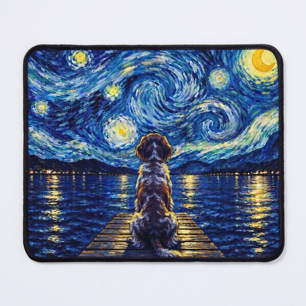 Item preview, Funny German Longhaired Pointer Starry Night Painting Bridge Star Mom Dad Kids designed and sold by FurryHavenPH.
