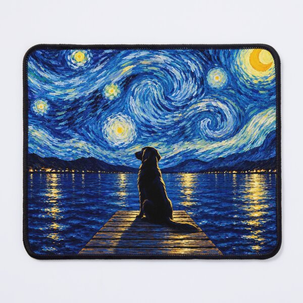 Item preview, Funny Flat Coated Retriever Starry Night Painting Bridge Star Mom Dad Kids designed and sold by FurryHavenPH.