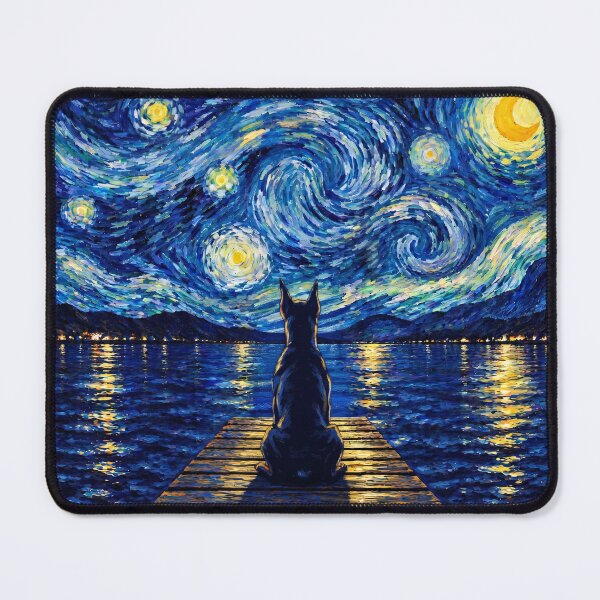 Item preview, Funny German Pinscher Starry Night Painting Bridge Star Mom Dad Kids designed and sold by FurryHavenPH.