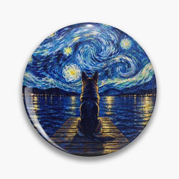 Item preview, Funny German Shepherd Starry Night Painting Bridge Star Mom Dad Kids designed and sold by FurryHavenPH.