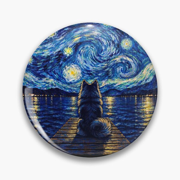Item preview, Funny German Spitz Starry Night Painting Bridge Star Mom Dad Kids designed and sold by FurryHavenPH.