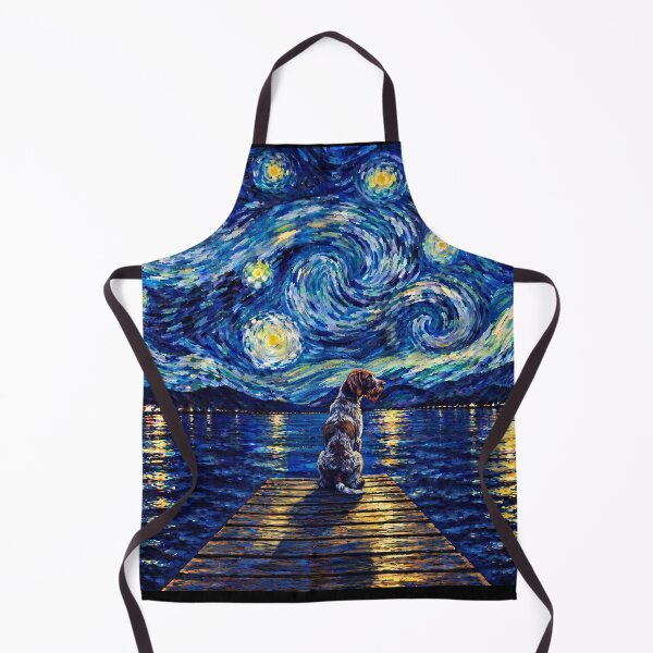 Item preview, Funny German Wirehaired Pointer Starry Night Painting Bridge Star Mom Dad Kids designed and sold by FurryHavenPH.
