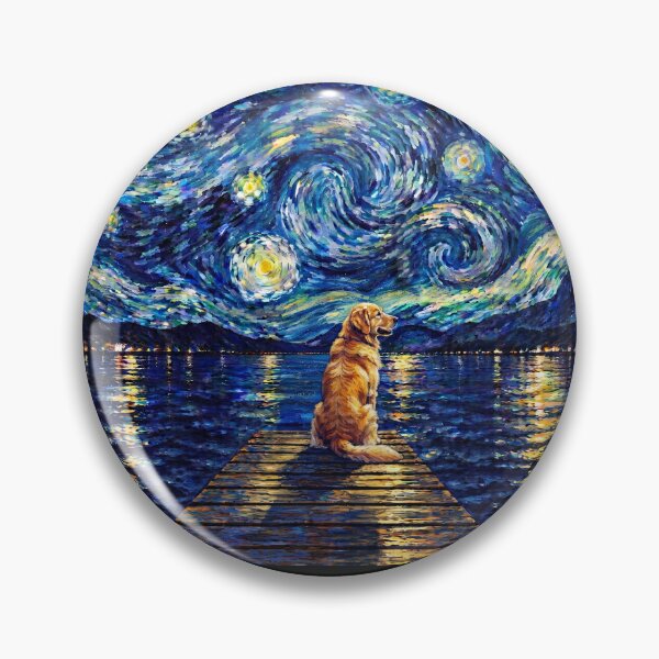 Item preview, Funny Golden Retriever Starry Night Painting Bridge Star Mom Dad Kids designed and sold by FurryHavenPH.