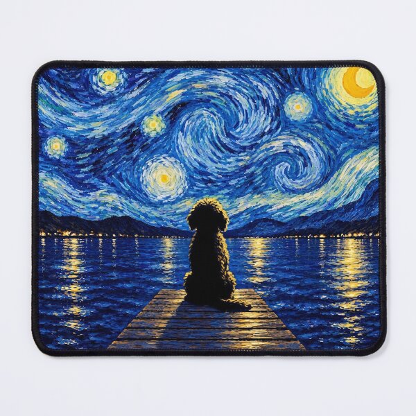 Item preview, Funny Goldendoodle Starry Night Painting Bridge Star Mom Dad Kids designed and sold by FurryHavenPH.