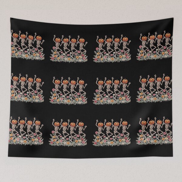 Item preview, Dancing Skeletons Pumpkin Wildflowers Halloween designed and sold by Zizo-DR44.