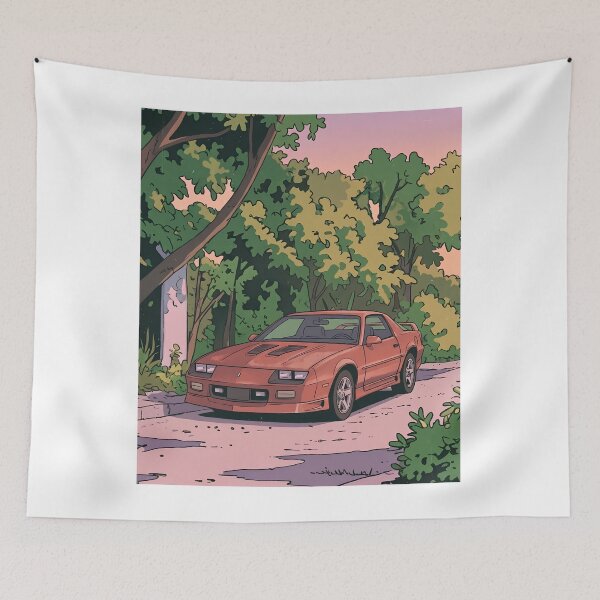 Item preview, 1987 Chevrolet Camaro IROC Z Retro Anime Aesthetic Muscle Car Art designed and sold by Motorline44.