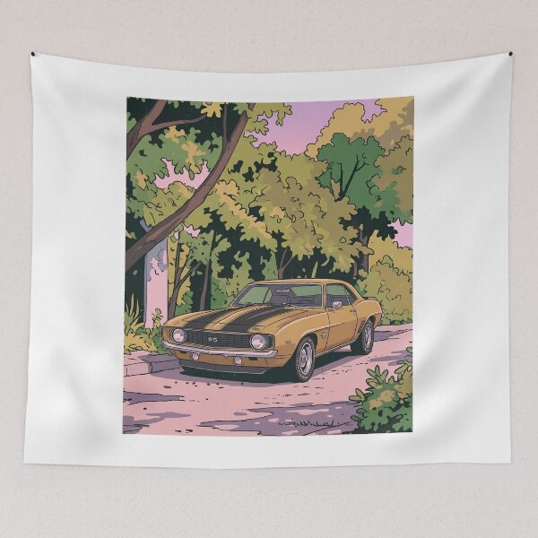 Item preview, 1969 Chevrolet Camaro SS Retro Anime Aesthetic Classic Muscle Car Art designed and sold by Motorline44.