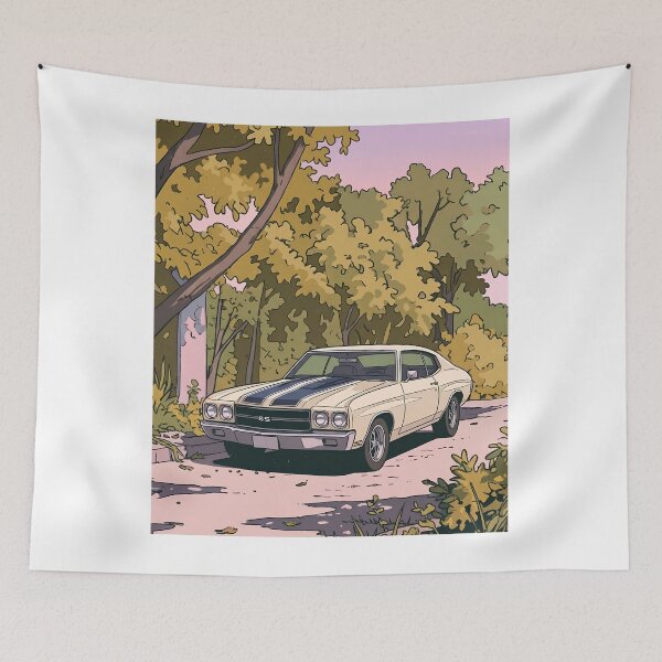 Item preview, 1970 Chevrolet Chevelle SS Retro Anime Aesthetic Classic Muscle Car Art designed and sold by Motorline44.