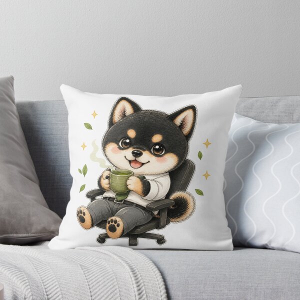 Item preview, Black and Tan Shiba Inu Tea Break at the Desk designed and sold by Kawaii Matcha Studio.