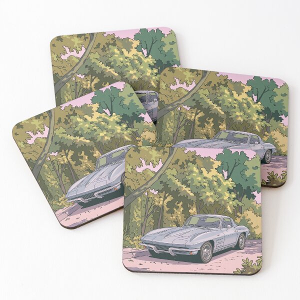 Item preview, 1963 Chevrolet Corvette C2 Sting Ray Retro Anime Aesthetic Classic Sports Car Art designed and sold by Motorline44.