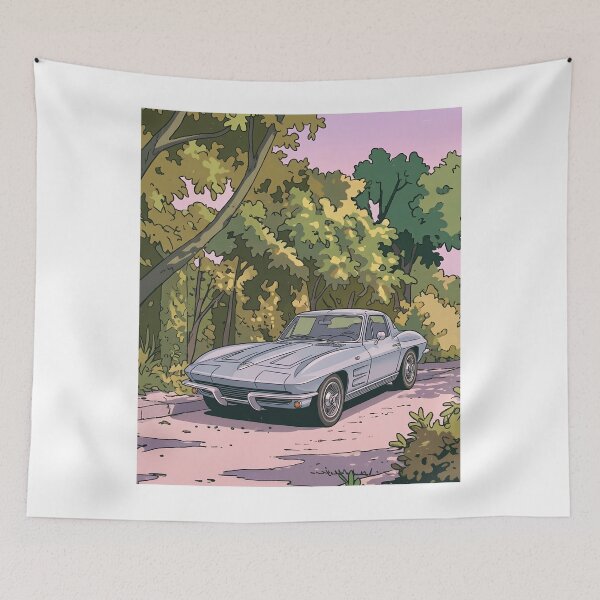 Item preview, 1963 Chevrolet Corvette C2 Sting Ray Retro Anime Aesthetic Classic Sports Car Art designed and sold by Motorline44.